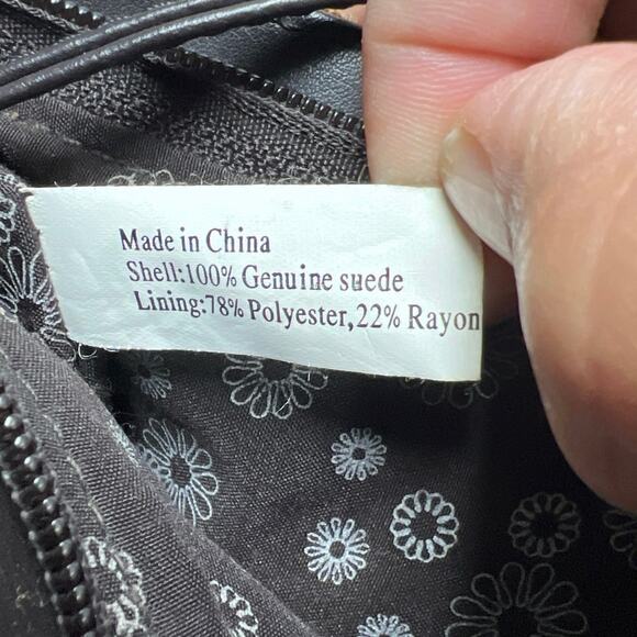 Vintage Avon Y2K 90s Brown Suede Floral Leaf Cutouts Purse Mini Handbag Boho - Picture 5 of 9